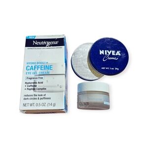 NEW Neutrogena Hydro Boost Plus Caffiene Eye Gel Cream & Nivea Face & Body Creme